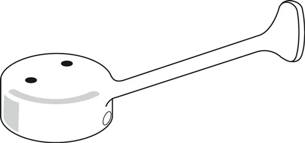 Klinik-Hebel von Ideal Standard mit einem runden Kopf und einem langen, geraden Griff. Die Oberfläche zeigt ein lächelndes Gesicht und ist in einem schlichten Design gehalten.